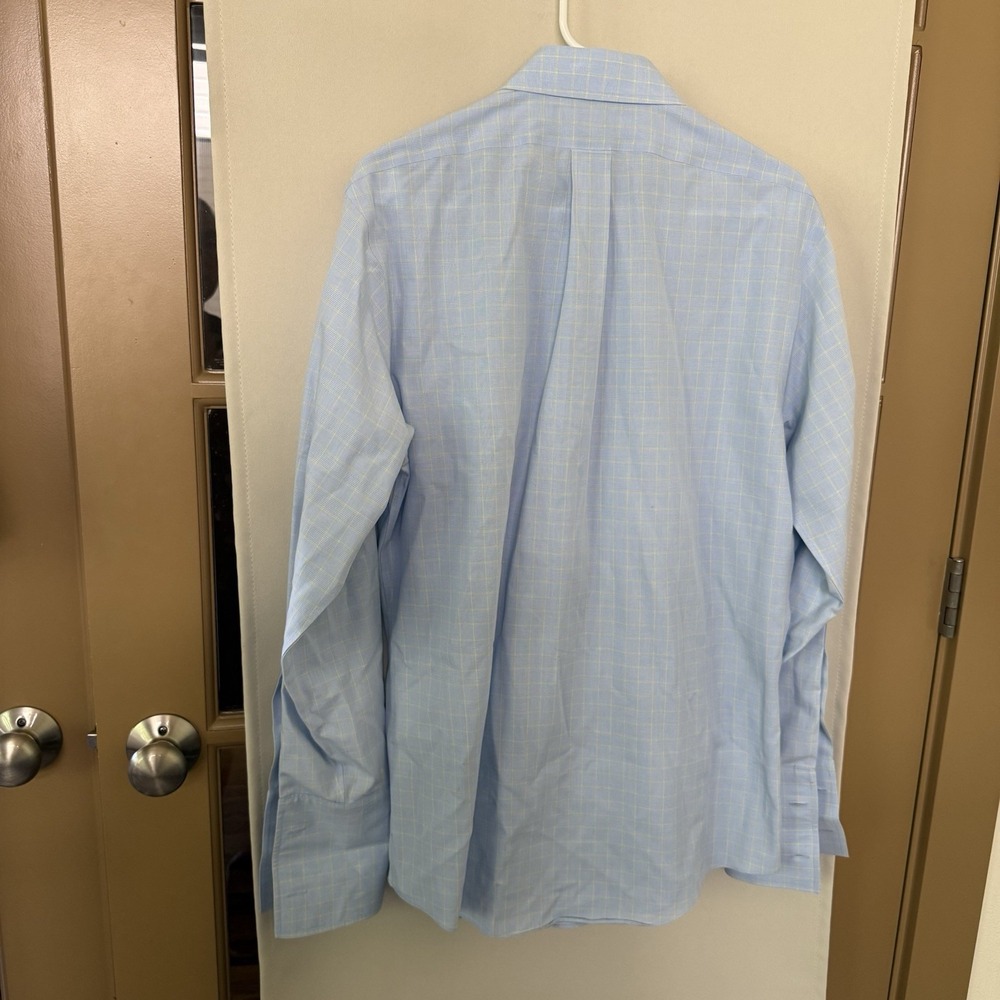 Brooks Brothers Men's‎ 15.5 33 Medium Blue Yellow Long Sleeve Button Up Shirt - Picture 6 of 8